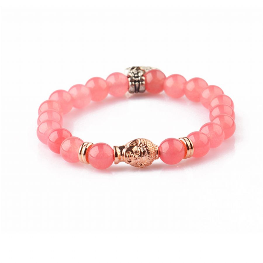 Pink Jade Rose Gold Charm Buddha Bracelet Women Bracelet