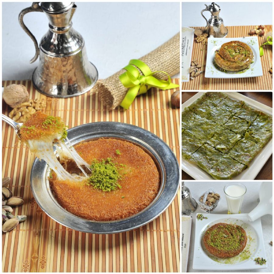 Dondurulmuş Peynirli Künefe (KUNAFA), Gül Katmer, Kare Katmer ve Fıstıklı Burma