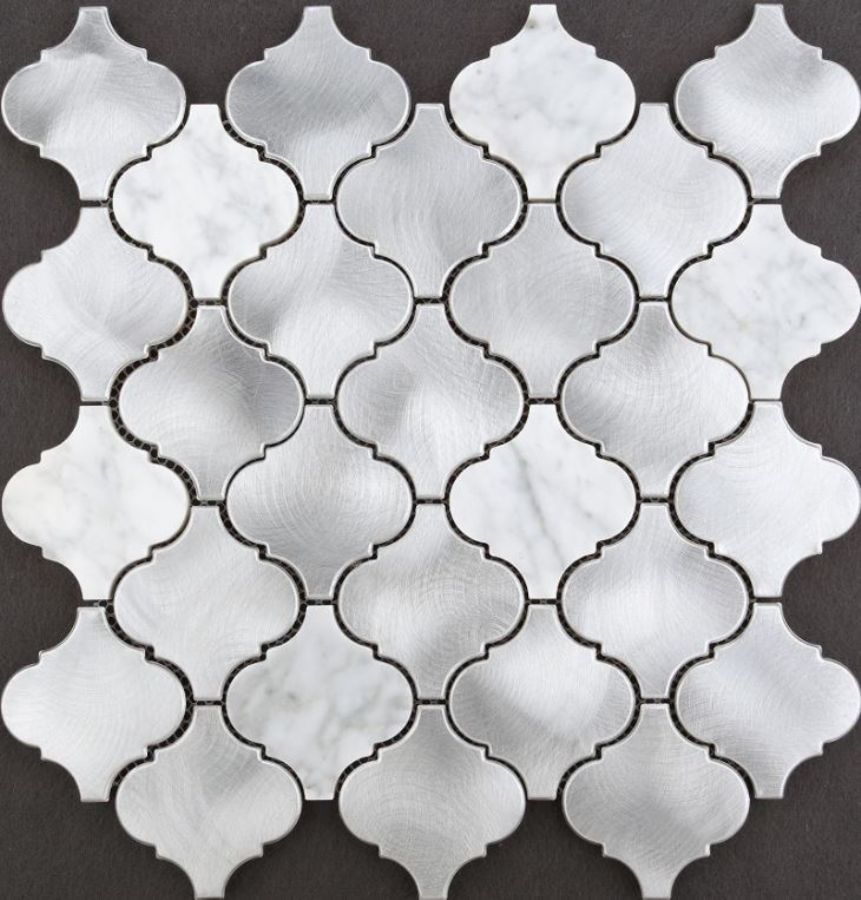 New Design Lantern Shaped Aluminium Mosaic Tiles And Marble Mosaic Tiles For Wall