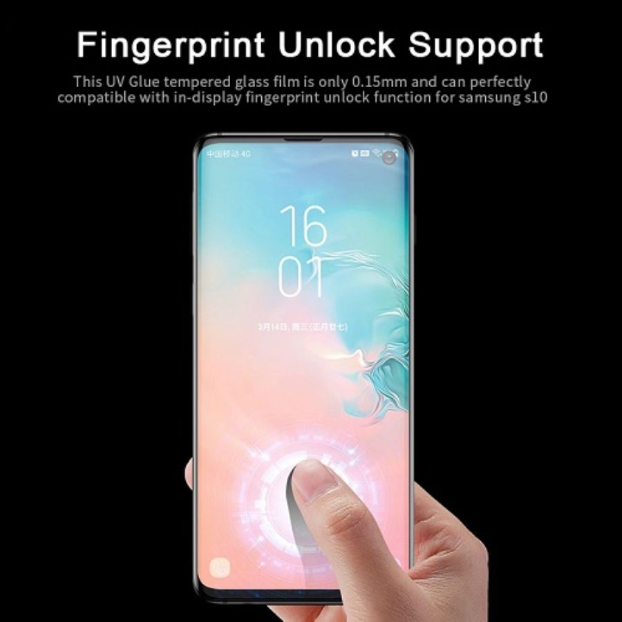 Samsung s10 plus uv glue tempered glass screen protector.